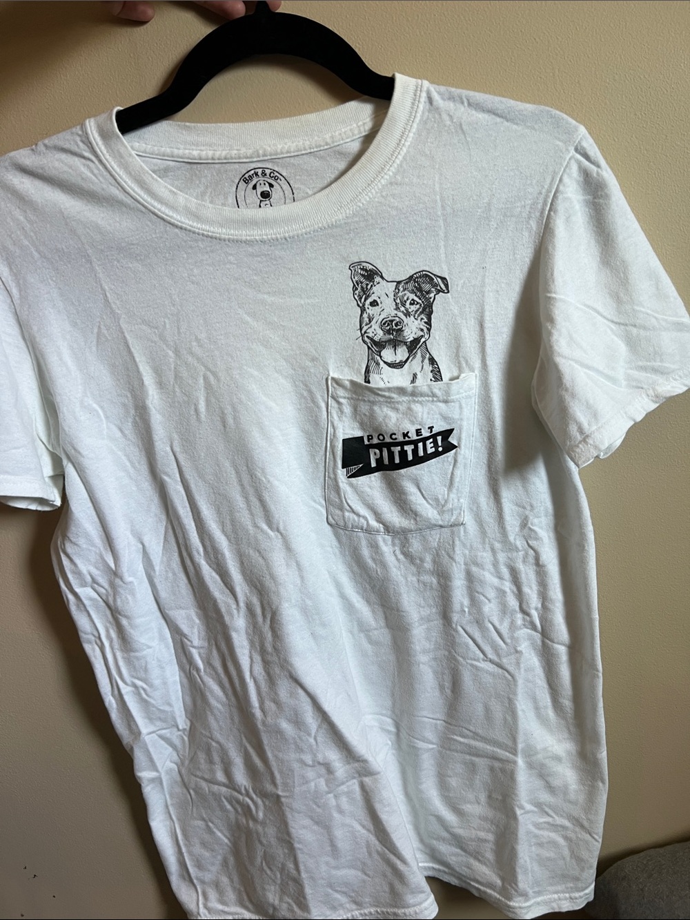 White 'Pocket Pittie' Dog Graphic Pocket Tee by Bark & Co.